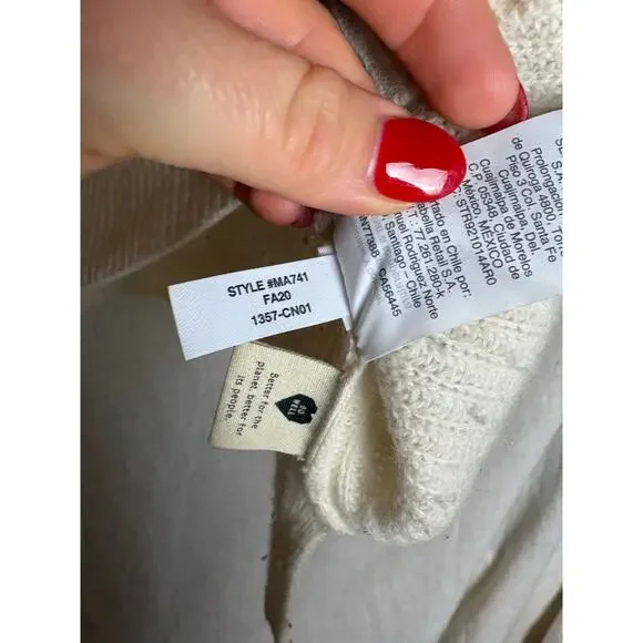 Madewell Lyle Rib Henley Wool Pullover Cream Sweater Sz. S - Picture 7 of 7